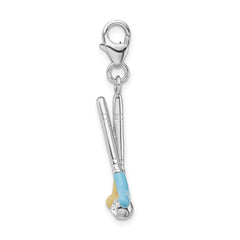 Sterling Silver Enamel Golf Club Charm with Swarovski Crystal Accent