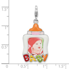 Sterling Silver Baby Frame Pendant with Enamel Lobster Design