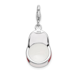 Sterling Silver 3D Ball Cap Pendant with Rhodium Enamel Finish