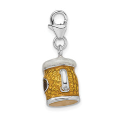 Sterling Silver 925 Beer Mug Charm with Lobster Clasp