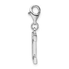 Amore La Vita Sterling Silver Initial E CZ Charm with Fancy Clasp
