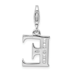 Amore La Vita Sterling Silver Initial E CZ Charm with Fancy Clasp