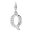 Amore La Vita Sterling Silver Rhodium-plated Polished CZ Letter Q Initial Charm with Fancy Lobster Clasp