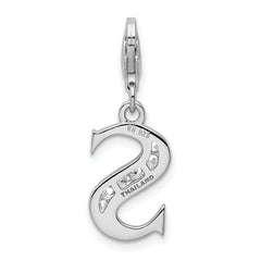 Amore La Vita Sterling Silver 925 CZ Initial S Charm with Lobster Clasp