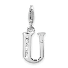 Amore La Vita Sterling Silver CZ Initial Charm with Lobster Clasp