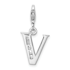 Amore La Vita Sterling Silver CZ Initial Charm with Rhodium Plating
