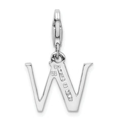 Amore La Vita Sterling Silver CZ Initial Charm with Fancy Clasp