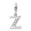 Amore La Vita Sterling Silver Rhodium-plated Polished CZ Letter Z Initial Charm with Fancy Lobster Clasp