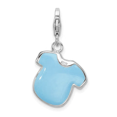 Sterling Silver 925 Enameled Shirt Charm with Lobster Clasp Elegant Design