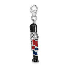 Sterling Silver Enameled Nutcracker Charm with Lobster Clasp Elegant & Themed
