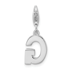Amore La Vita Sterling Silver CZ Initial Charm with Rhodium Plating