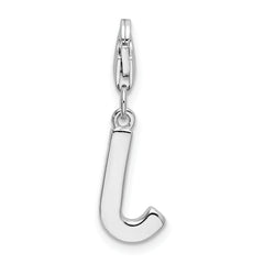 Amore La Vita Sterling Silver CZ Initial J Charm with Rhodium Finish