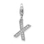 Amore La Vita Sterling Silver Rhodium-plated Polished CZ Letter X Initial Charm with Fancy Lobster Clasp