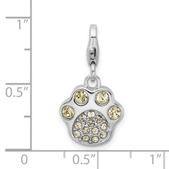 Sophia Jewelers Sterling Silver Paw Print Charm with CZ Accents
