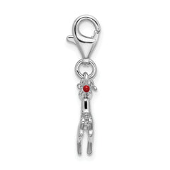 Sophia Jewelers Sterling Silver Rhodium 3-D Enameled Reindeer Charm