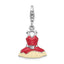 Pink Enameled Crystal Dress Charm in Sterling Silver, 20mm - Sophia Jewelers