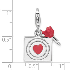 Amore La Vita Sterling Silver Enamel Bullseye Heart Charm with Fancy Clasp