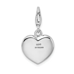 Sterling Silver BABY ON BOARD Heart Charm with CZ and Lobster Clasp