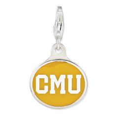Sterling Silver Enamel Central Michigan Charm with Lobster Clasp