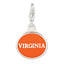 Amore La Vita Sterling Silver Rhodium-plated Polished Enameled University of Virginia Charm with Fancy Lobster Clasp