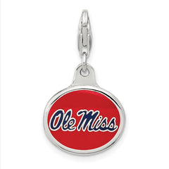 Sterling Silver Enamel Ole Miss Charm with Lobster Clasp