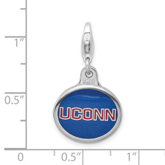 Sterling Silver Enamel UConn Charm with Lobster Clasp