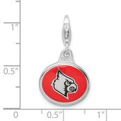 Sterling Silver University of Louisville Enamel Charm with Lobster Clasp