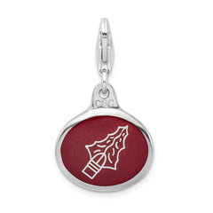 925 Sterling Silver Florida State Charm with Enamel Accent and Lobster Clasp