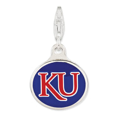 Sterling Silver Enamel Kansas Charm with Lobster Clasp