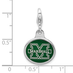 Sterling Silver Enamel Marshall University Charm with Lobster Clasp