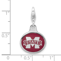 Sterling Silver 925 Mississippi State University Enamel Charm with Lobster Clasp