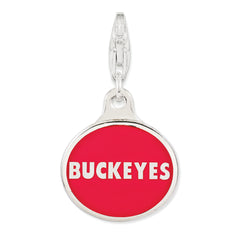 Sterling Silver 925 Ohio State Charm with Enamel and Lobster Clasp