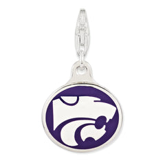 Sterling Silver Kansas State Charm with Enamel Finish and Lobster Clasp