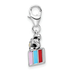 Sterling Silver 925 Yellow Crystal Charm with Multi-Color Enamel