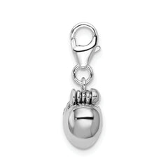 925 Sterling Silver Crystal Enameled Heart Charm with Rhodium Plating