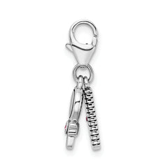 Sterling Silver Pink Crystal Charm with Rhodium Plating Elegance