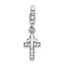 Amore La Vita Sterling Silver Rhodium-plated Polished CZ Two Cross Charm with Fancy Lobster Clasp