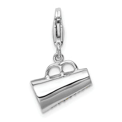 Sterling Silver 925 Megaphone Charm with Yellow CZ Accent