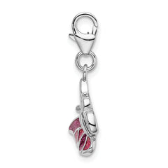 Sterling Silver Enamel Pink Butterfly Charm with Lobster Clasp