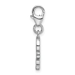 Sterling Silver Red Enamel Love Charm with Rhodium Finish