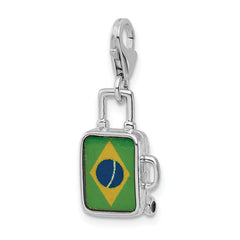 Sterling Silver Brazilian Flag Charm with Enamel Accents Sophia Jewelers