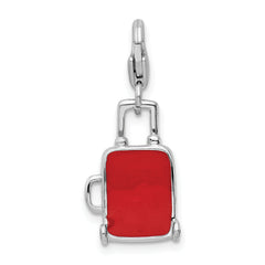 Sterling Silver Enamel Canadian Flag Charm with Rhodium Plating