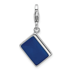 Sterling Silver 925 Passport Charm with Blue Enamel Accent
