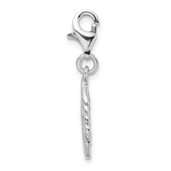 Sterling Silver 925 Feather Charm with Rhodium Polish