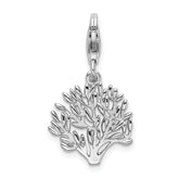 Amore La Vita Sterling Silver Rhodium-plated Polished 3-D Tree Charm with Fancy Lobster Clasp