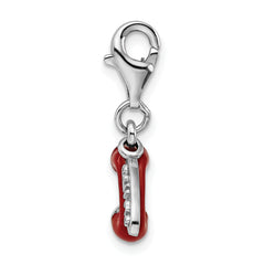 Sterling Silver 925 Enameled Phone Charm with Red Accents