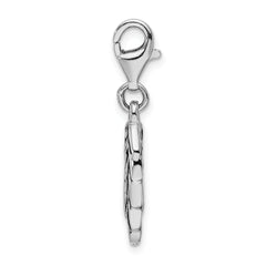 Sterling Silver 3D Wing Charm with Rhodium Polished Finish