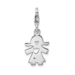 Sterling Silver 925 Little Girl Charm with CZ Elegance
