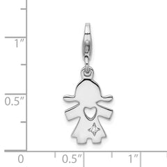 Sterling Silver 925 Little Girl Charm with CZ Elegance