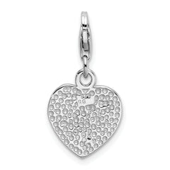 Sterling Silver 925 LOVE Heart Charm with Red CZ Stone